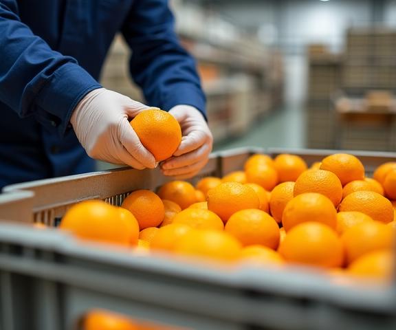 Qualitätskontrolle von Zitrusfrüchten bei Helios Harvest in Wien