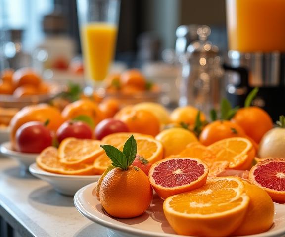 Hotel-Frühstücksbuffet mit frischen Zitrusfrüchten